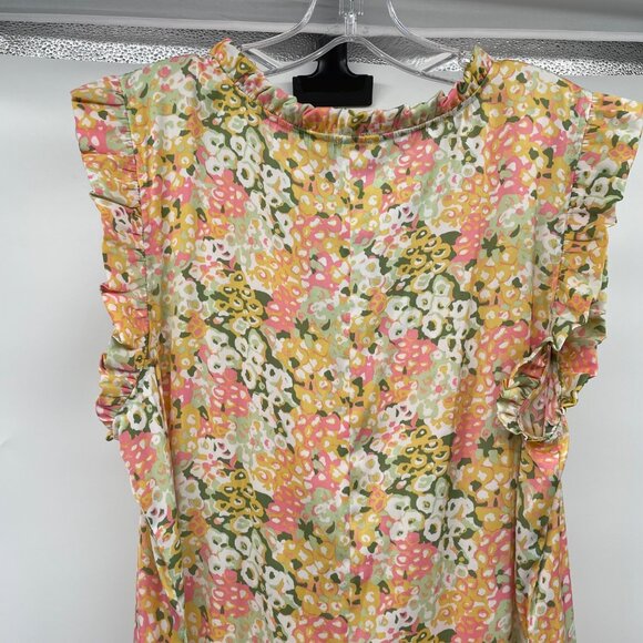 Croft & Barrow Womens Maxi Sundress Cap Ruffle Sleeve Yellow/Multi Size Large - Picture 6 of 9